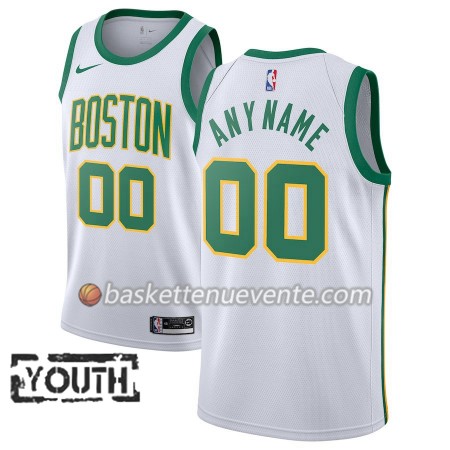 Maillot Basket Boston Celtics Personnalisé 2018-19 Nike City Edition Blanc Swingman - Enfant